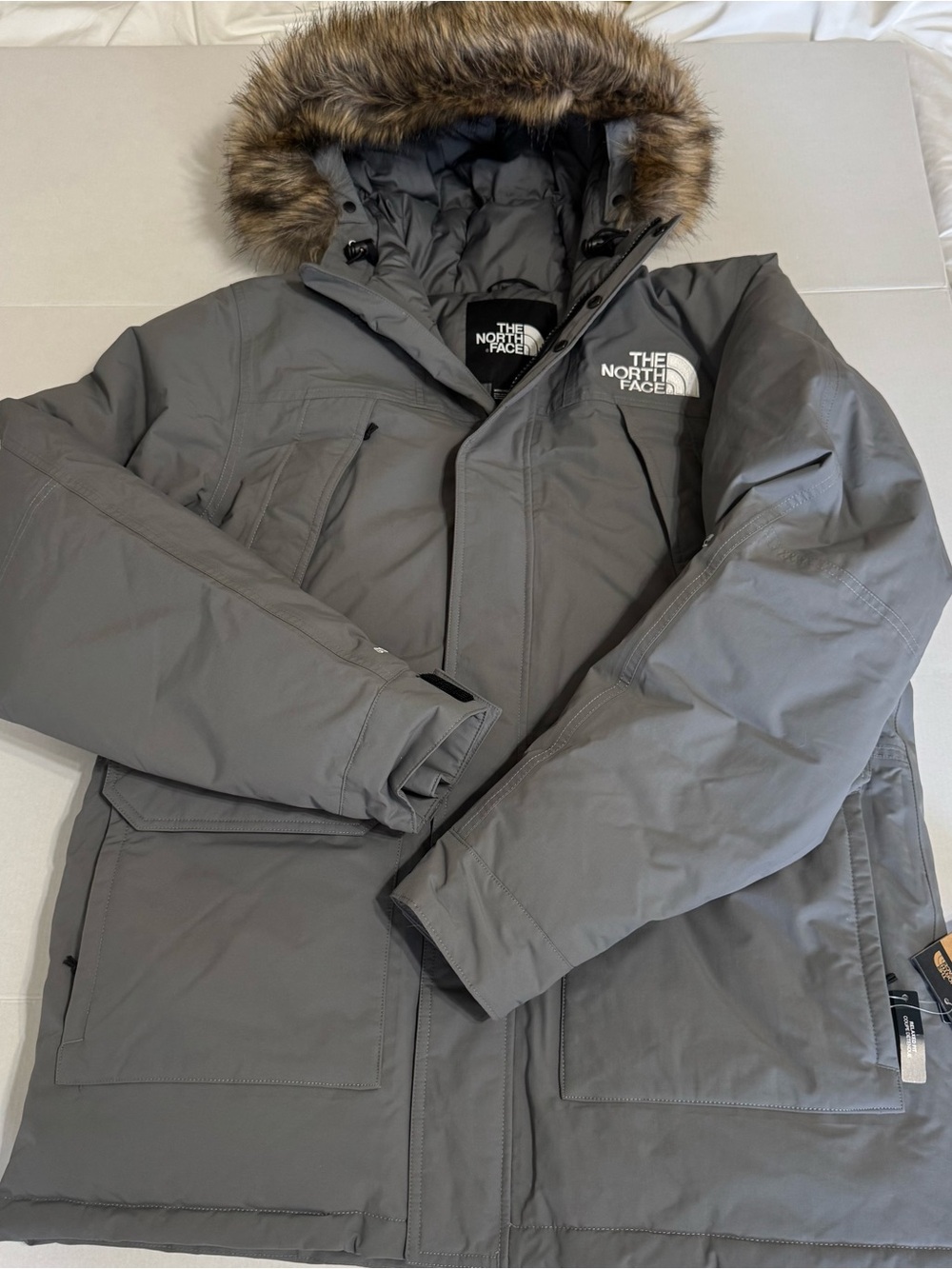 The North Face Gray Men's Parka with Faux Fur Hood